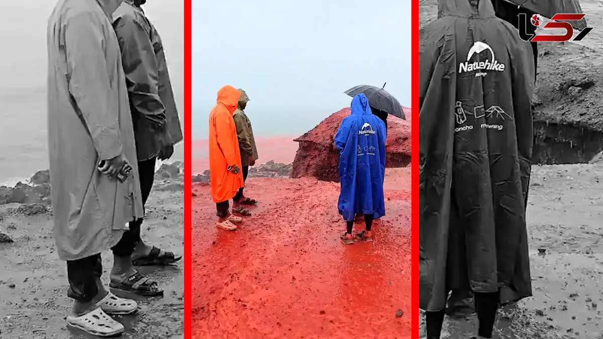 فیلم بارندگی بی‌نظیر در ساحل سرخ هرمز