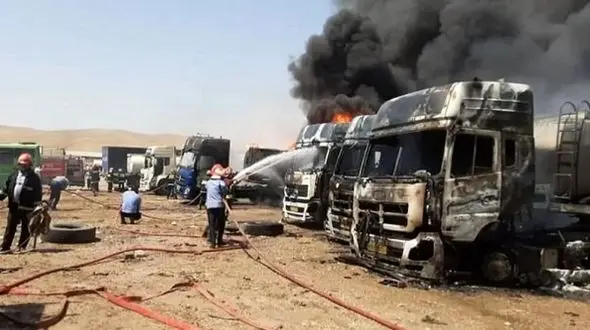 انفجار های پیاپی در پارکینگ ماشین سنگین سنندج / بشکه‌ های نفتی پارکینگ را به جهنم تبدیل کردند!