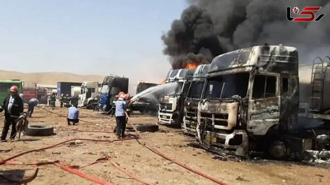 انفجار های پیاپی در پارکینگ ماشین سنگین سنندج / بشکه‌ های نفتی پارکینگ را به جهنم تبدیل کردند!