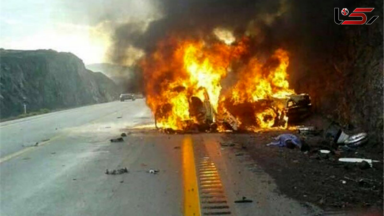 زنده زنده سوختن 2 تن در سانحه رانندگی جاده مهاباد + عکس