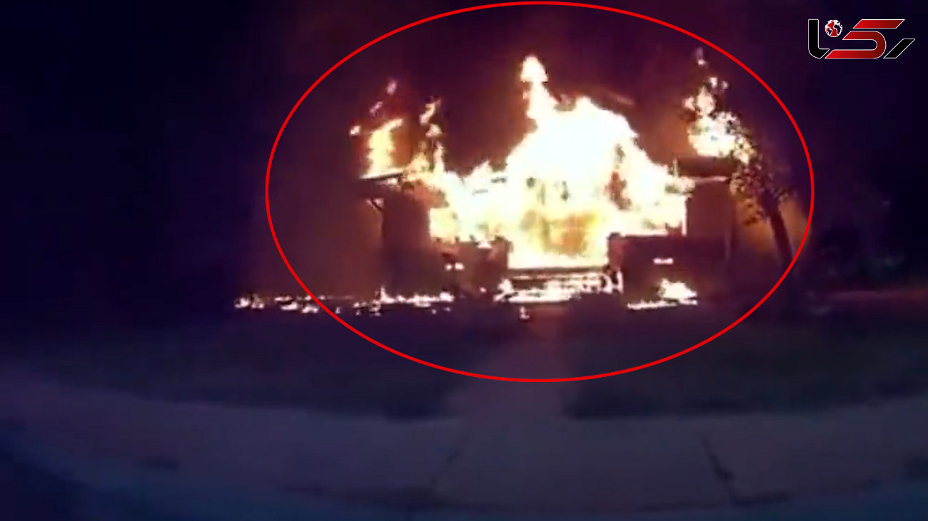نجات 5 کودک از آتش وحشت آور یک خانه توسط راننده فداکار پیتزا فروشی / فیلم او جهانی شد / ببینید