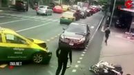 فیلم لحظه تصادف شدید موتور پلیس اسکورت