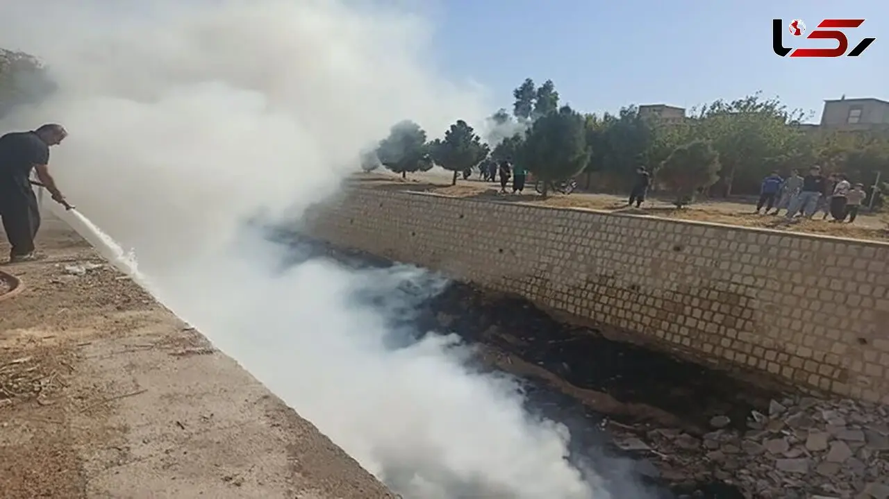 انفجار خمپاره جنگی در پی حریق زباله‌های کانال آب در گیلانغرب!

