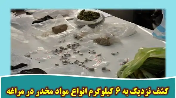کشف نزدیک به 6 کیلوگرم انواع مواد مخدر در مراغه