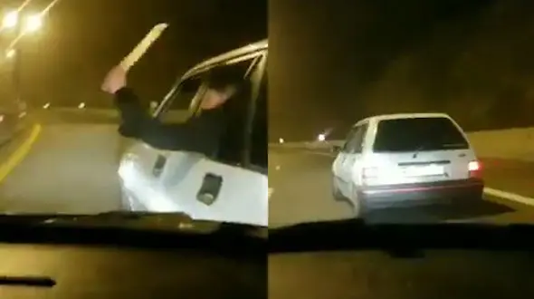 آینه به آینه علت قمه کشی در اتوبان تهران - شمال + فیلم و عکس