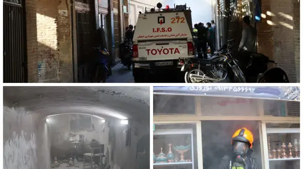 کارگاه صنایع دستی در آتش سوخت/بازار اصفهان در یک قدمی فاجعه بود!+عکس