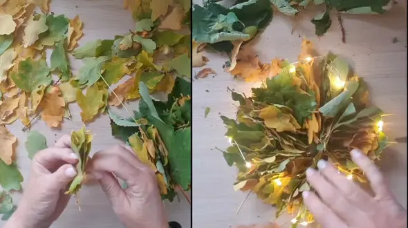 ساخت حلقه تزئینی با برگ های پاییزی + فیلم