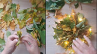 ساخت حلقه تزئینی با برگ های پاییزی + فیلم