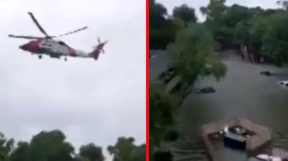 طوفان در تگزاس خودروها را به زیر آب برد + فیلم