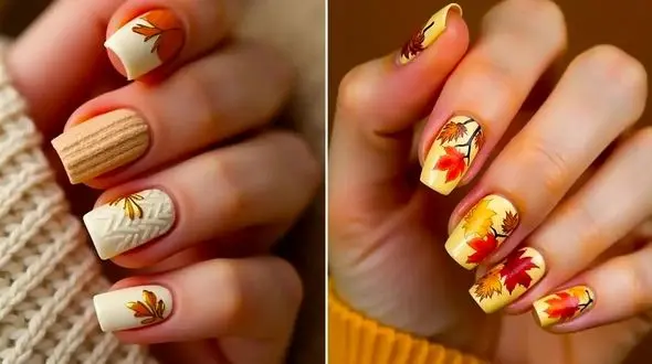 زیباترین طرح‌ های ناخن پاییزی برگ‌ دار برای دورهمی‌ های خاص شما