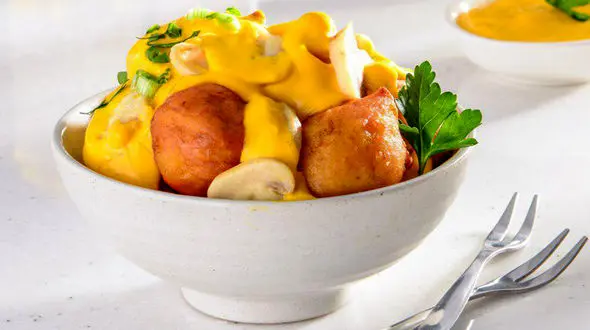 توپک سیب زمینی با سس چدار یک فینگر فود فوری+دستور تهیه