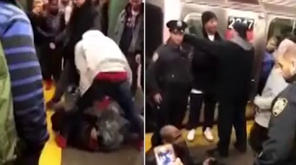 سیلی یک مرد به یک زن غریبه مترو را به هم ریخت + فیلم و عکس