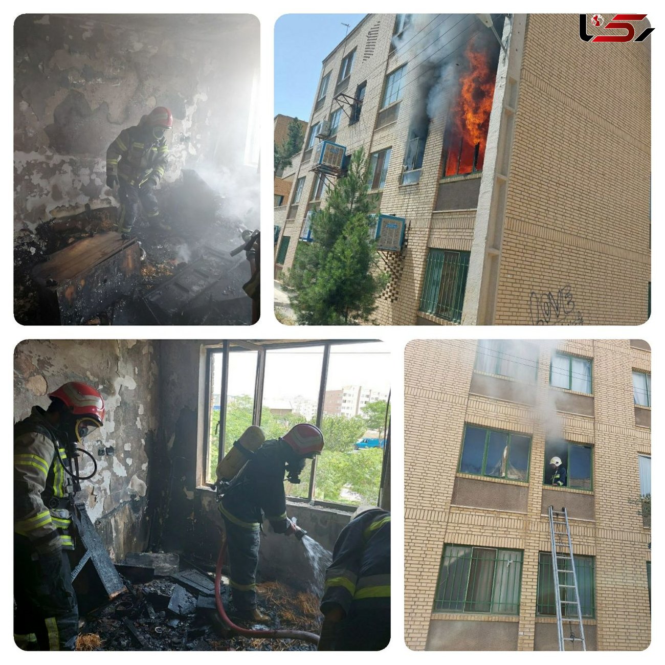 اطفای شعله های حریق در یک واحد مسکونی در سمنان 