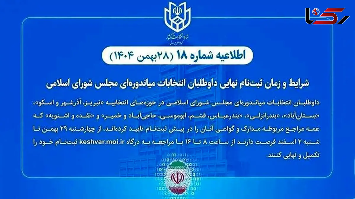 شرایط و زمان ثبت‌نام نهایی داوطلبان انتخابات میاندوره‌ای مجلس شورای اسلامی