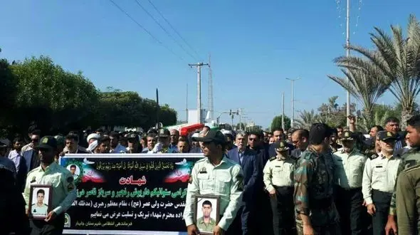 پیکر شهدای نیروی انتظامی در چابهار تشییع شد+عکس