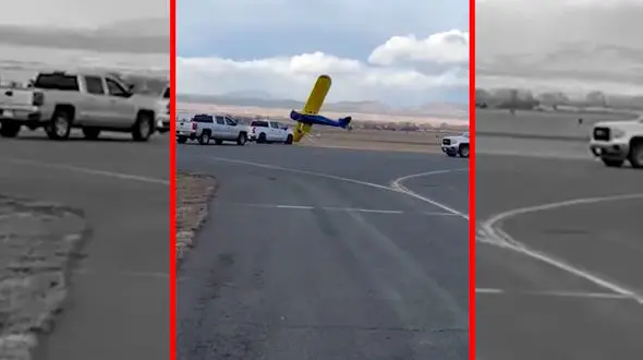 فیلم آسیب دیدن هواپیما به دلیل باد شدید در مونتانا