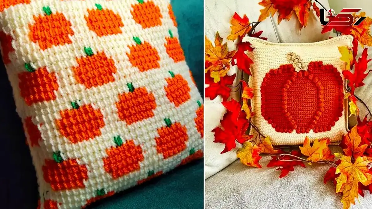 15 مدل خاص کوسن بافتنی کدو تنبل برای دکوراسیون نوستالژیک پاییز