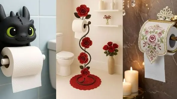 جدیدترین جا دستمال توالت دیواری و پایه‌ دار | 30 مدل‌ فانتزی و لوکس