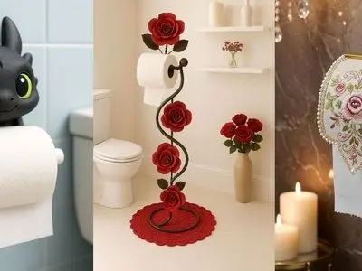 جدیدترین جا دستمال توالت دیواری و پایه‌ دار | 30 مدل‌ فانتزی و لوکس