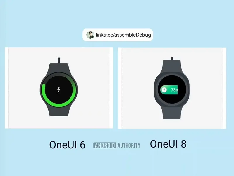 مقایسه‌ی انیمیشن شارژ ساعت سامسونگ در One UI Watch 8 