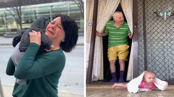 فیلم/ لحظه هایی احساسی از اولین دیدار پدربزرگ ها و مادربزرگ ها با نوه های شان 