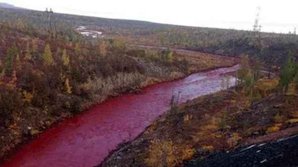 راز این رودخانه ترسناک و خون آلود چیست+عکس