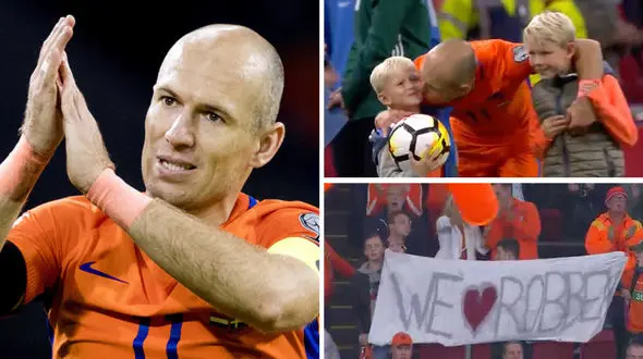 خداحافظی آرین روبن از بازی های ملی با حضور همسر و فرزندانش + فیلم و عکس