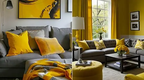 15 ایده جذاب برای دکور فضای نشیمن با تم زرد و رنگ‌ های خنثی