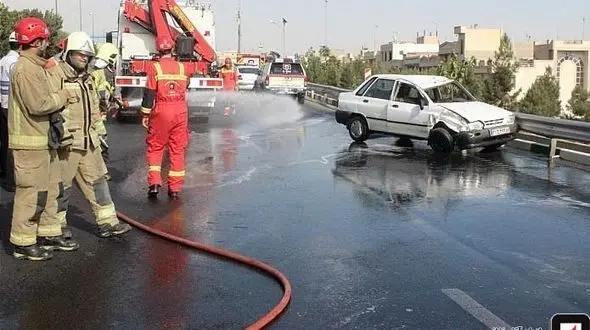 واژگونی خونین پراید پس از تصادف با L۹۰ + عکس 