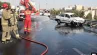 واژگونی خونین پراید پس از تصادف با L۹۰ + عکس 