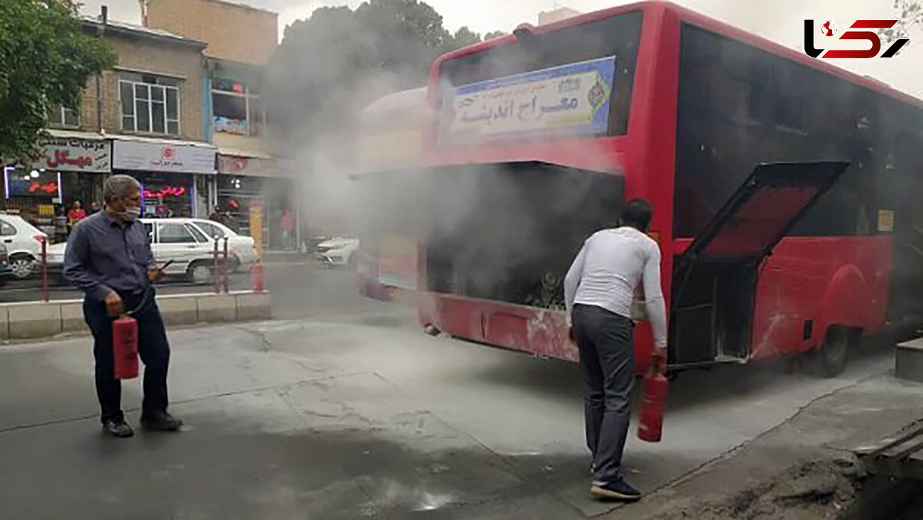 اتصال سیم کشی موتور اتوبوس شرکت واحد در تبریز حادثه آفرید + عکس