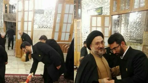  وزیر ارتباطات خادم  حرم امام رضا (ع) شد + عکس