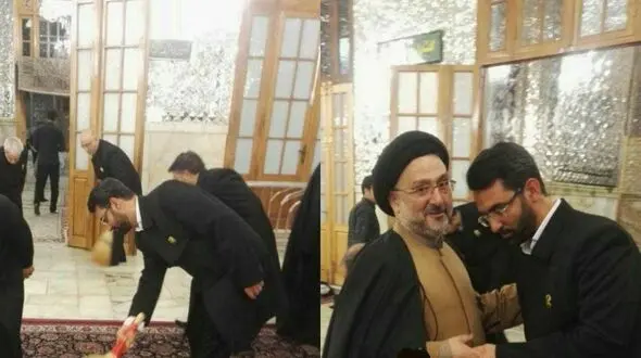  وزیر ارتباطات خادم  حرم امام رضا (ع) شد + عکس