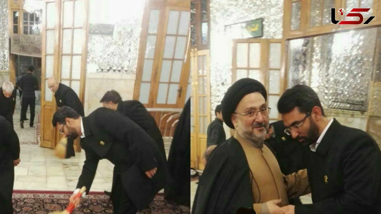  وزیر ارتباطات خادم  حرم امام رضا (ع) شد + عکس