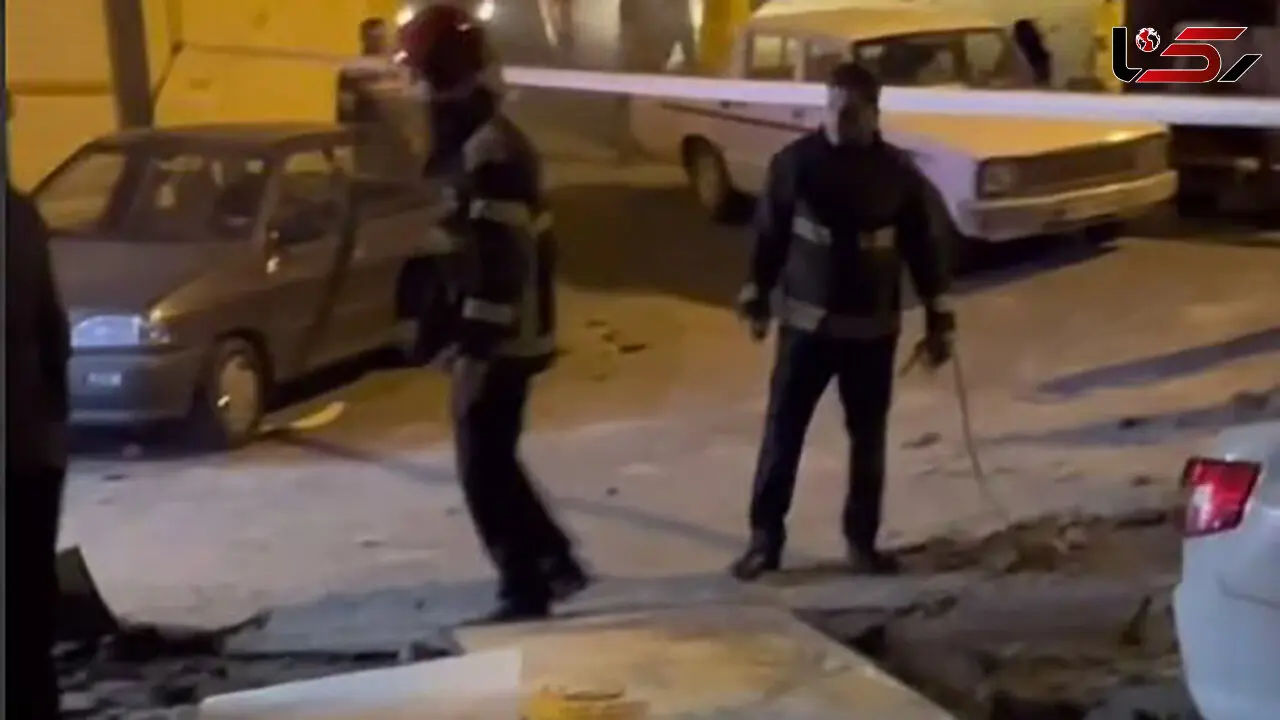 فیلم وحشتناک از لحظه انفجار چاه فاضلاب در شهرک پرواز تبریز / 4 نفر راهی بیمارستان شدند + جزییات