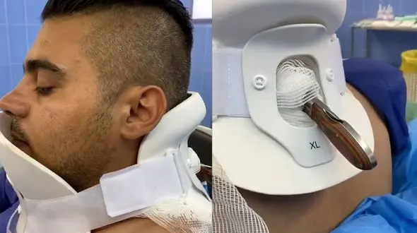 فیلم گیر کردن چاقوی   زورگیران بی رحم در گردن پسر جوان + عکس و فیلم 16 +