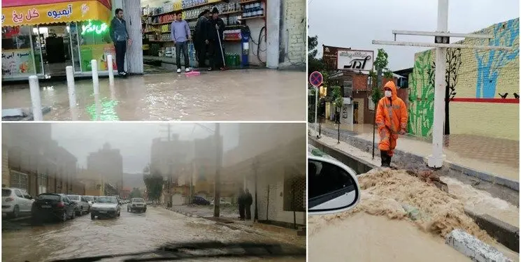 آبگرفتگی معابر قم در پی بارش شدید باران/ رودخانه قمرود بسته شد