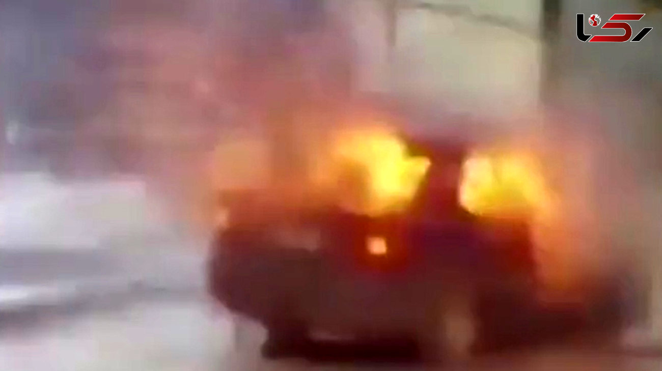 انفجار هولناک خودرو / 3 سرنشین زنده زنده سوختند + فیلم