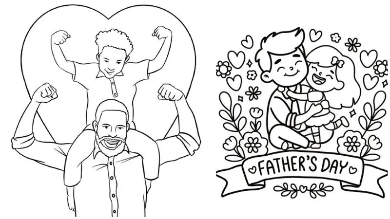نقاشی ساده ی روز پدر برای رنگ آمیزی با پاستل
