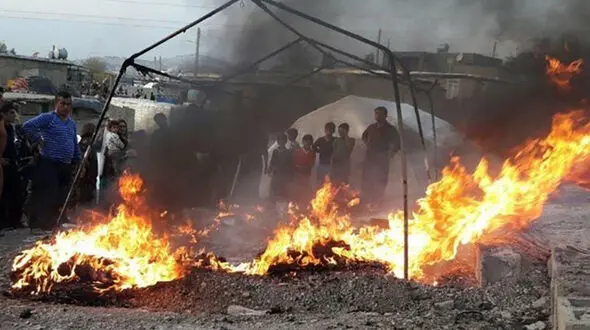 آتش سوزی هولناک  چادر زلزله زدگان سرپل‌ذهاب
