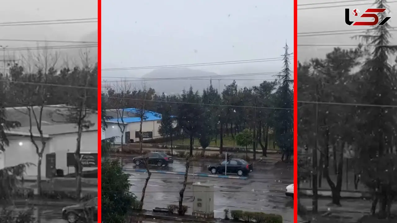 فیلم لحظات دیدنی بارش برف در آستارا