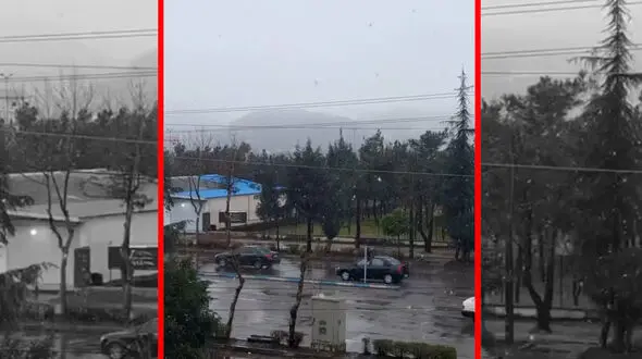 فیلم لحظات دیدنی بارش برف در آستارا