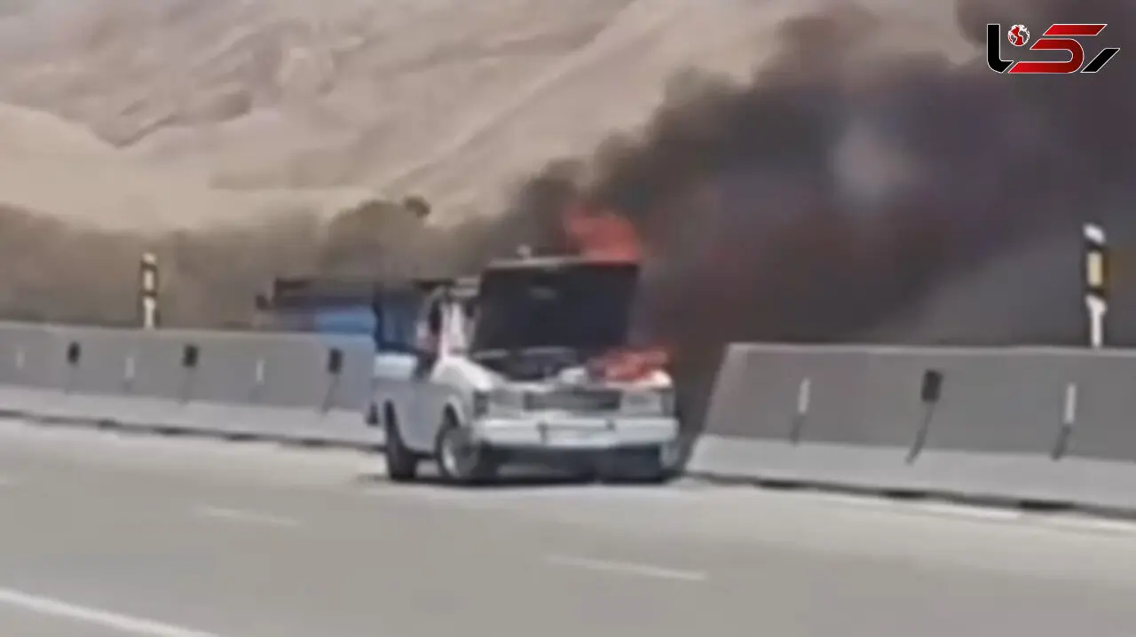 آتش سوزی سواری وانت در ایلام 