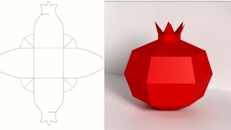 طرز درست کردن انار حجمی با مقوا برای شب یلدا
