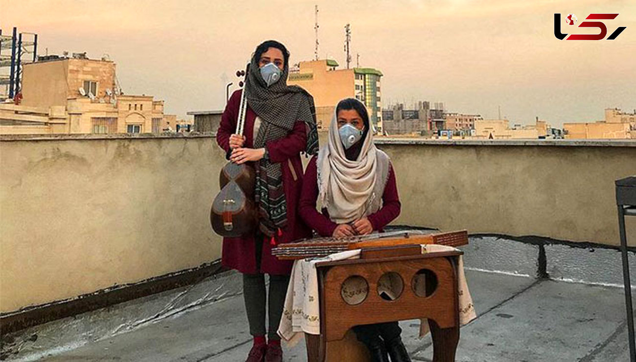 اعتراض متفاوت دو نوازنده زن به آلودگی هوای تهران 