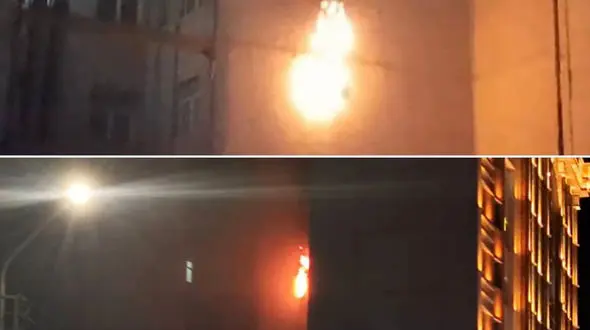 آتش سوزی در پشت ساختمان متروپل 