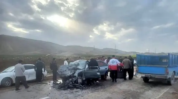انحراف به چپ خودرو تیگو جان 4 نفر را گرفت؛ سه زن در بیمارستان بستری شدند + فیلم محل تصادف