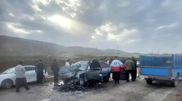 انحراف به چپ خودرو تیگو جان 4 نفر را گرفت؛ سه زن در بیمارستان بستری شدند + فیلم محل تصادف