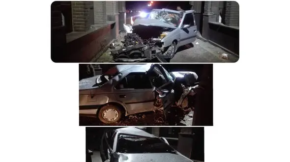 تصادف عجیب پژو 405 با دیواره گیت عوارضی ساوه / 6 تن راهی بیمارستان شدند + عکس