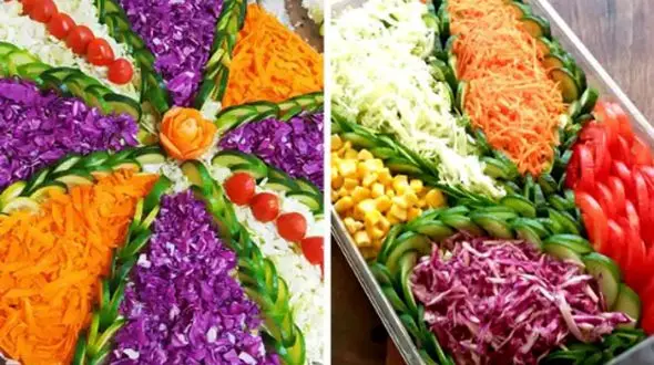 روش‌ های ساده و شیک برای تزئین سالاد کلم سفید و بنفش